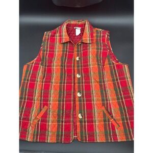 Vintage Company Collection Womens Vest 1X‎ Plaid Quilted Autumn Fall